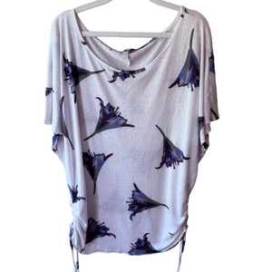 Kismet White and Blue Relaxed Ruched Tunic Women’s XL